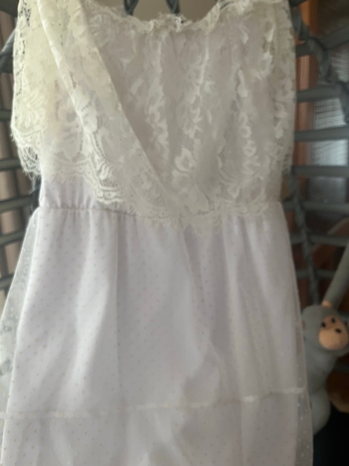 Dantel Detaylı Beyaz ve Ekru Bohem Elbise - Görsel 4