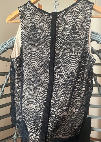 Dantel Detaylı Siyah Desenli Uzun Kadın Bluz - Görsel 2