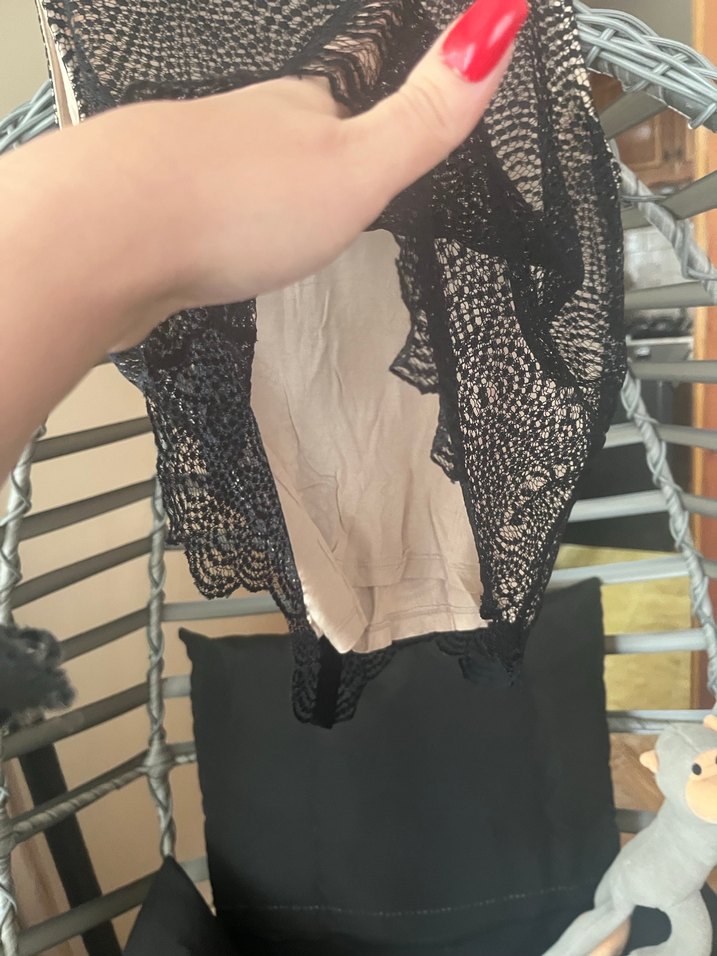 Dantel Detaylı Siyah Desenli Uzun Kadın Bluz - Görsel 5