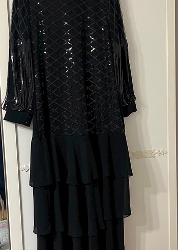 Uzun Siyah Gotik Kadın Abiye Elbise