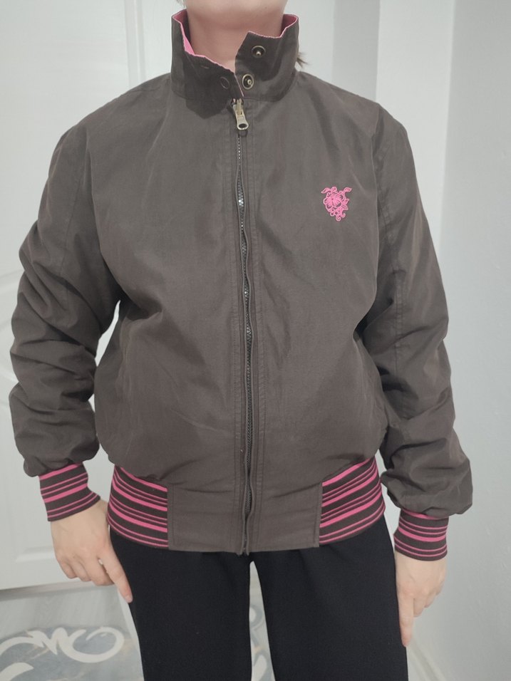 Gri Fermuarlı Kadın Ceket Yüksek Yaka cift taraf - Görsel 3