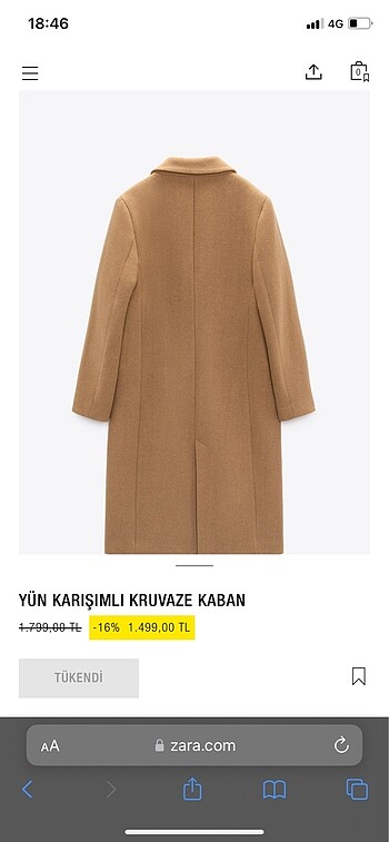 xl Beden Zara kaban