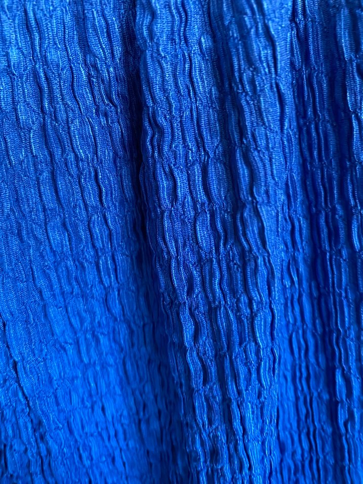 Mavi Keten Uzun Salaş Bohem Elbise - Görsel 4