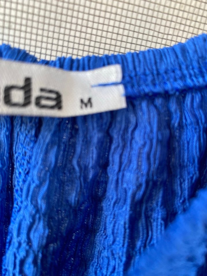 Mavi Keten Uzun Salaş Bohem Elbise - Görsel 3