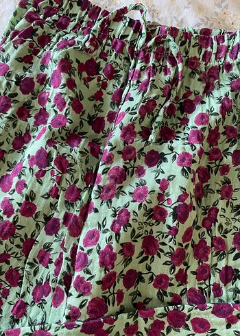 Çiçek Desenli Bol Kesim Kadın Kumaş Pantolon - Görsel 2