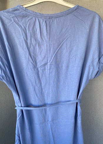 Mavi Tie-Dye Kısa Kollu Midi Elbise - Görsel 3