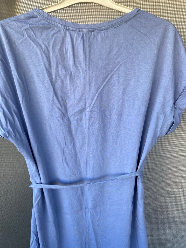 Mavi Tie-Dye Kısa Kollu Midi Elbise - Görsel 3