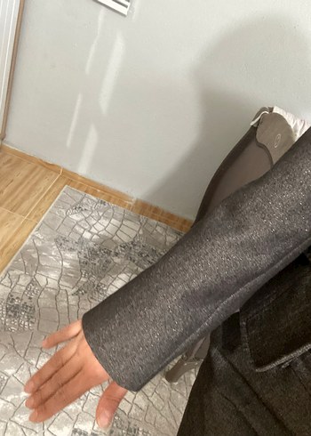 Gri Düğmeli Kadın Blazer Ceket pantalon takım - Görsel 4