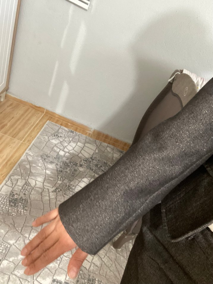 Gri Düğmeli Kadın Blazer Ceket pantalon takım - Görsel 4