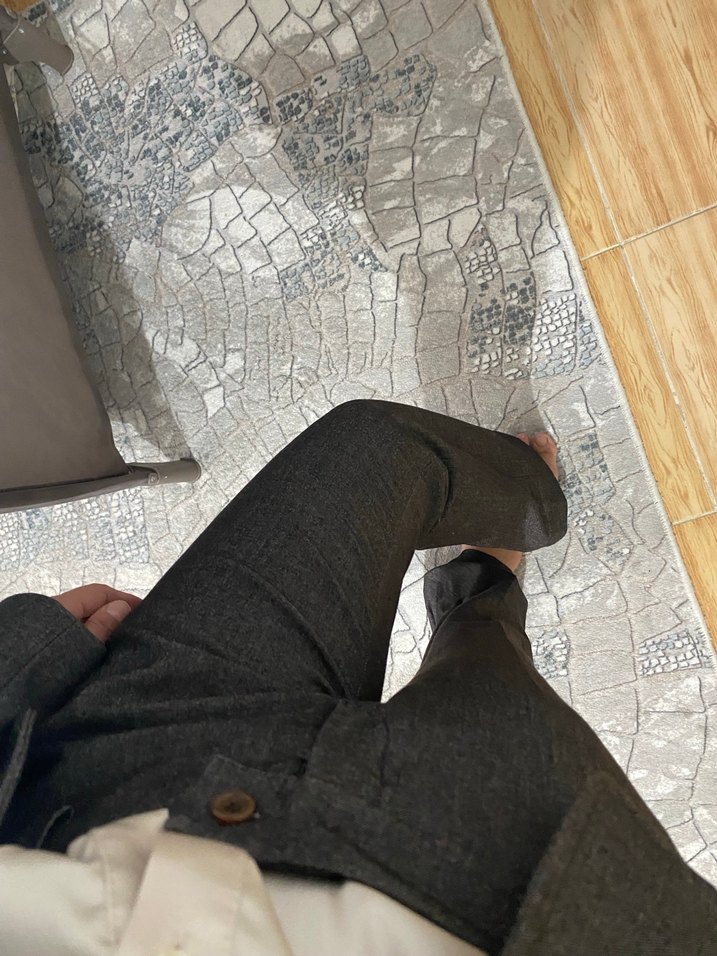 Gri Düğmeli Kadın Blazer Ceket pantalon takım - Görsel 2