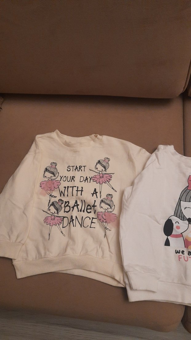 Beyaz Kız Sweatshirtleri, Baskılı, Uzun Kollu - Görsel 2