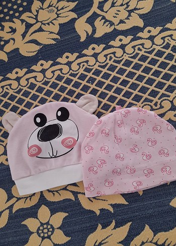 Çocuk Pembe Baskılı Polar Bere Seti