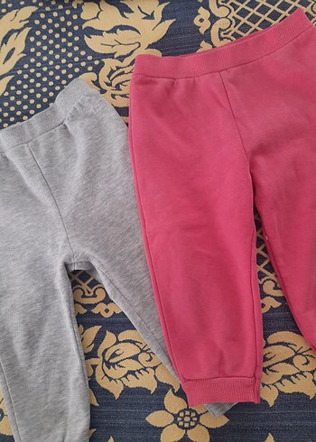 Kız Çocuk Gri ve Pembe Rahat Eşofman Altları