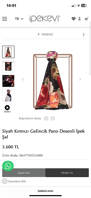 İpekevi desenli şal