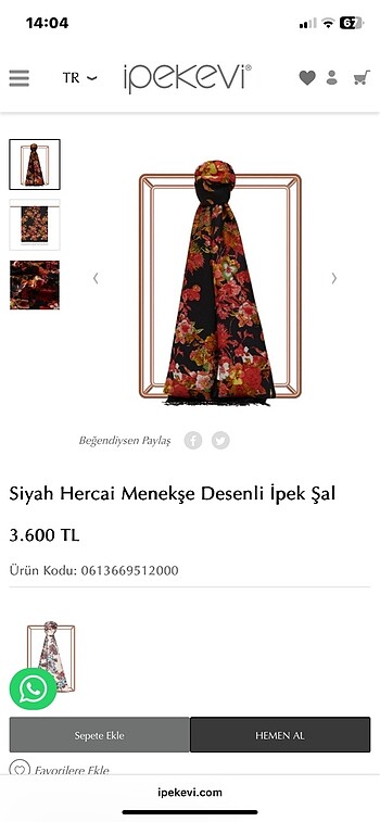İpekevi desenli şal