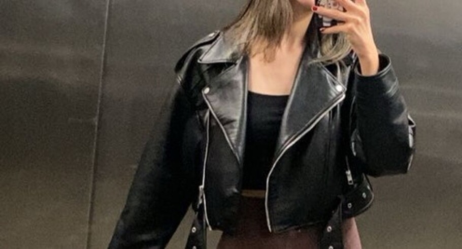 Zara deri crop biker ceket