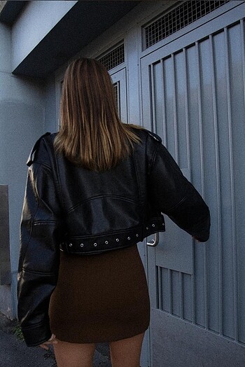 Zara Zara deri crop biker ceket