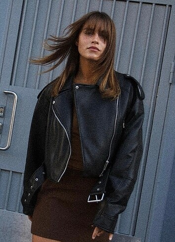 Zara Crop Biker Deri Ceket