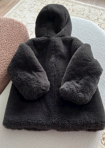 Kapüşonlu Siyah kız montu - Görsel 3