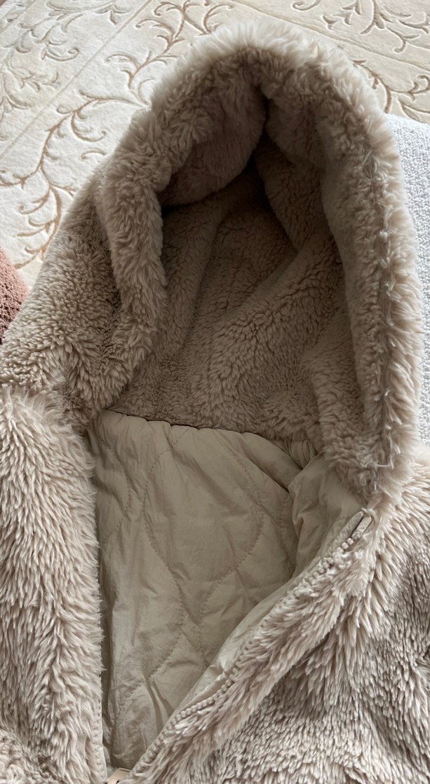 Kapüşonlu Siyah kız montu - Görsel 5