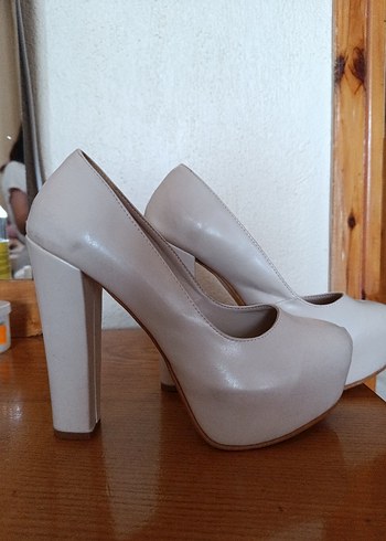 Bej Diger Kadın Platform Topuklu Ayakkabı - Görsel 5