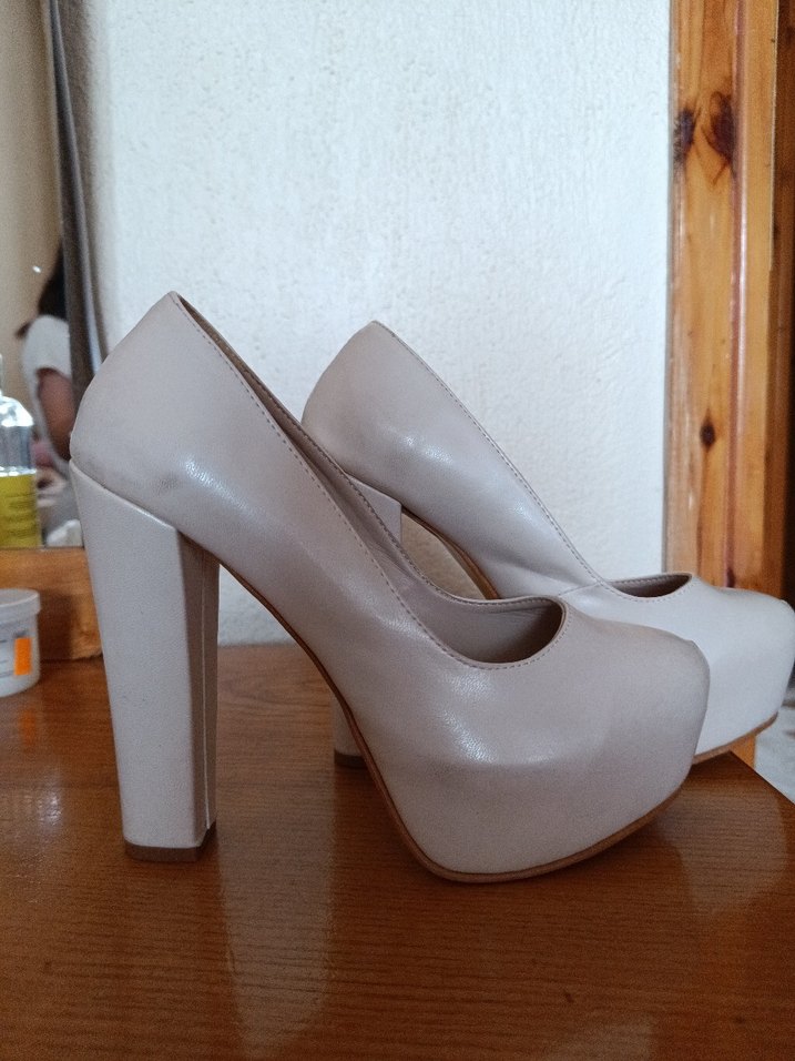 Bej Diger Kadın Platform Topuklu Ayakkabı - Görsel 5