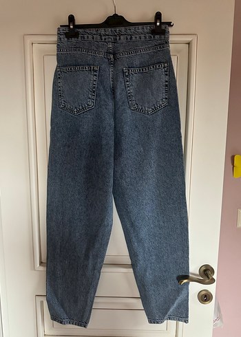 Düğmeli Gri Mavi Kadın Denim Jean - Görsel 2