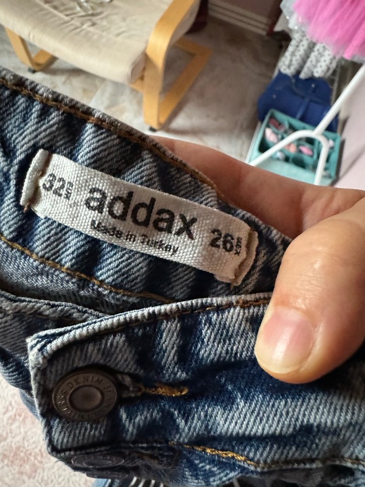 Düğmeli Gri Mavi Kadın Denim Jean - Görsel 3