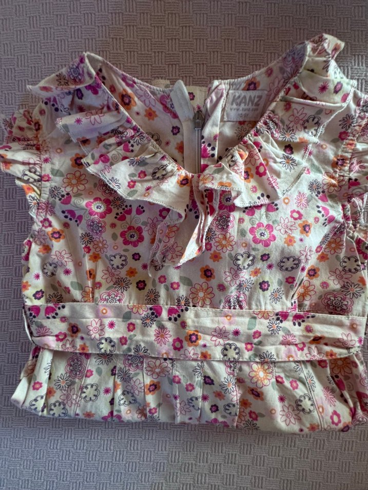 Pembe Çiçekli Fırfırlı Kız Elbisesi - Görsel 4