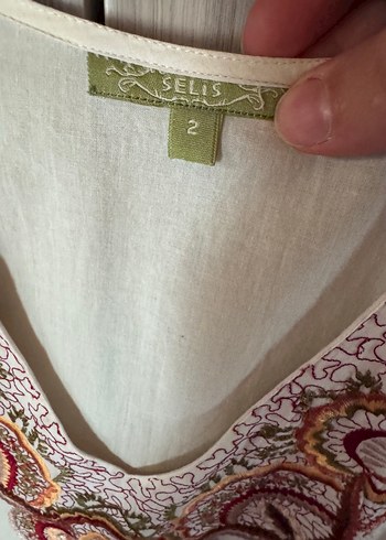 Nakışlı V Yakalı Bohem Kadın Bluz - Görsel 3