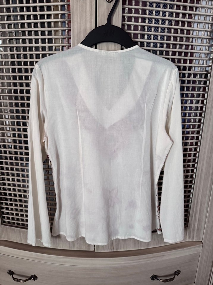 Nakışlı V Yakalı Bohem Kadın Bluz - Görsel 2