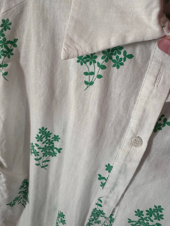 Yeşil Nakışlı Keten Gömlek - Görsel 3