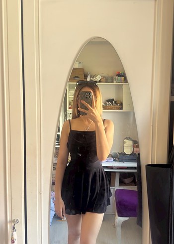 Siyah Straplez Mini Gotik Elbise