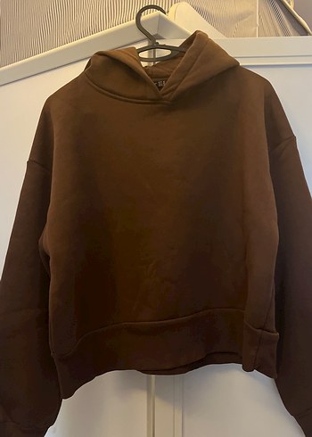Kahverengi Kapüşonlu Kadın Sweatshirt