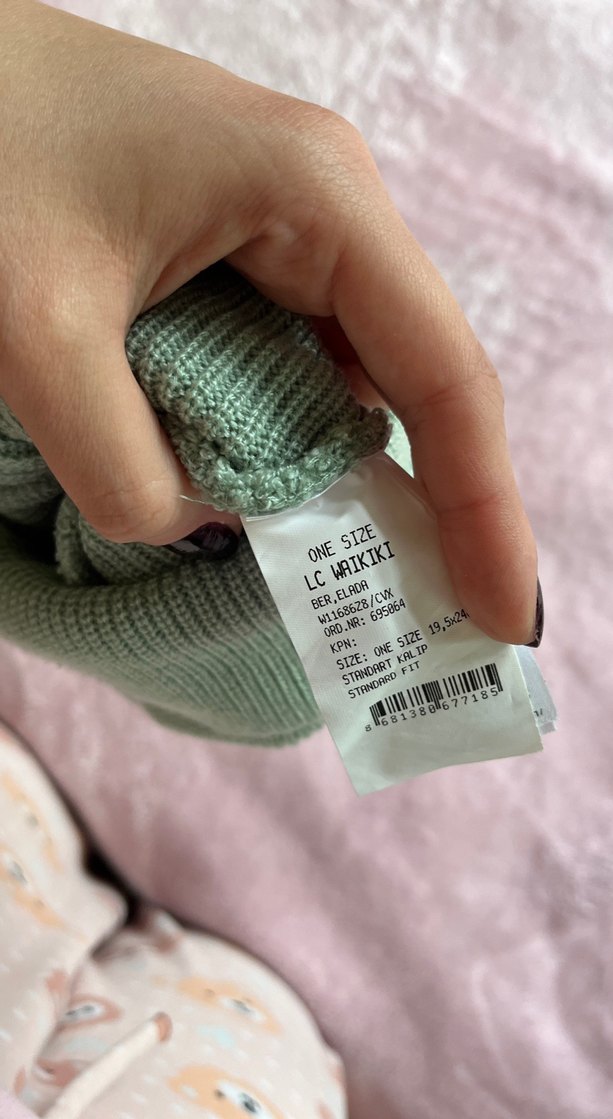 Gri Kadın Örgü Yün Bere - Görsel 2