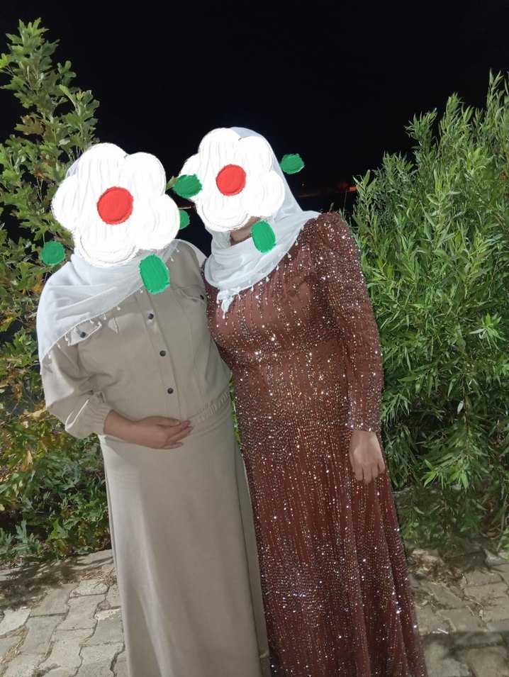 Uzun Kollu Drapeli Kahverengi Kadın abiye Elbisesi - Görsel 2