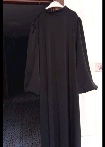 Siyah Uzun tesettür Elbise - Görsel 4