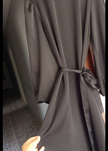 Siyah Uzun tesettür Elbise - Görsel 3