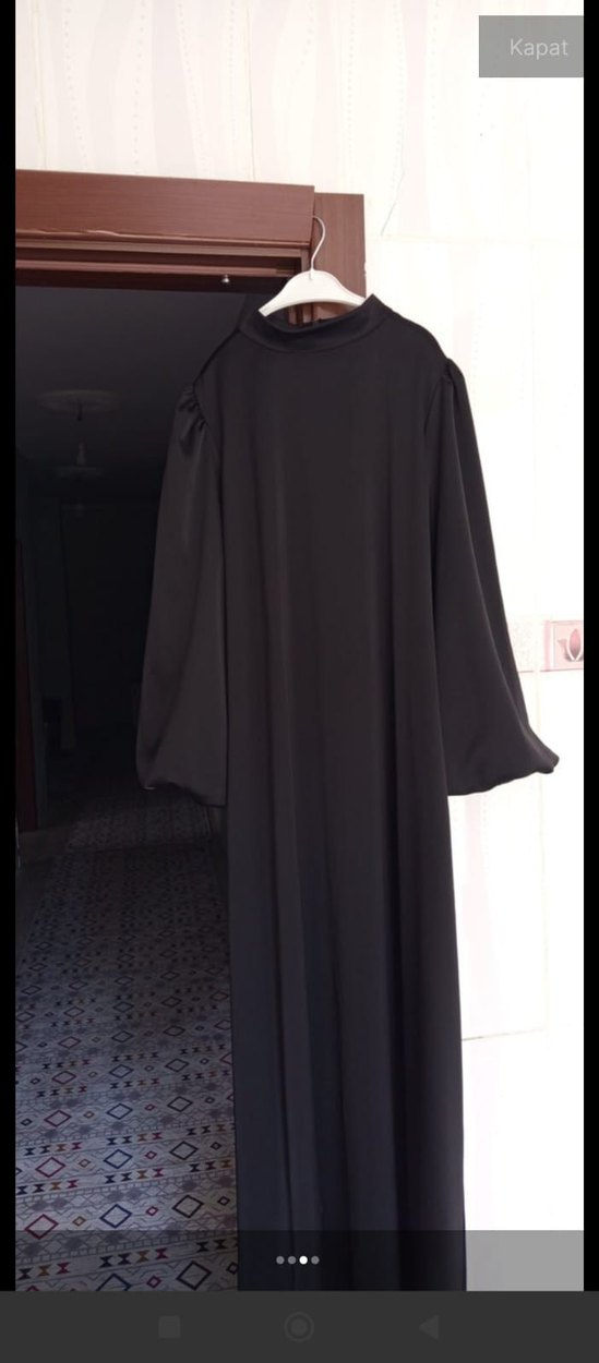 Siyah Uzun tesettür Elbise - Görsel 4