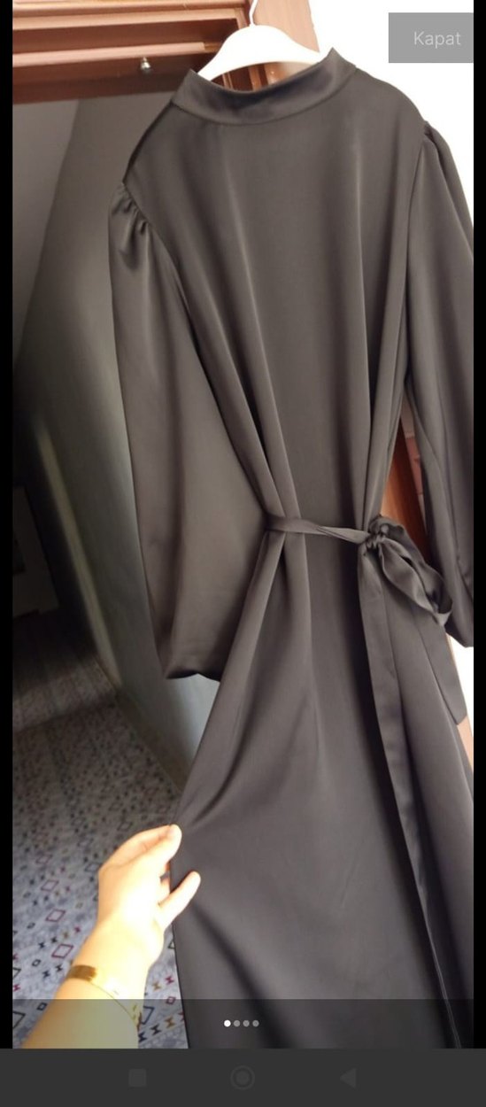 Siyah Uzun tesettür Elbise - Görsel 3