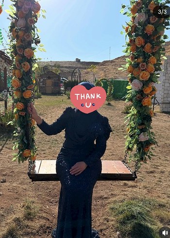 Uzun lacivert abiye - Görsel 5