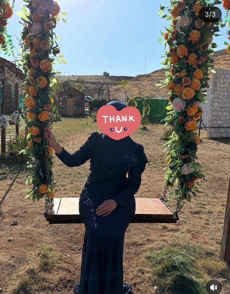 Uzun lacivert abiye - Görsel 5