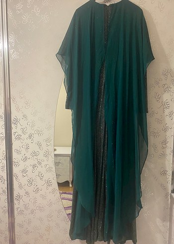 Yeşil Uzun Kollu Kadın Abiye Elbise - Görsel 2