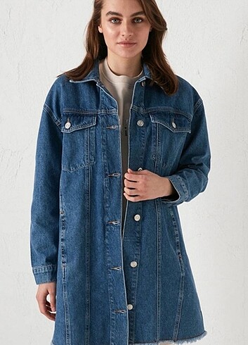 LC Waikiki Gömlek Yaka Ekose Uzun Kollu Jean Ceket