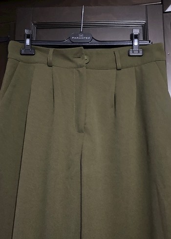 Kadın Haki Kumaş Pilili Pantolon - Görsel 2