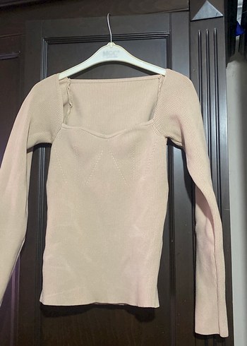 Bej V Yaka İnce Triko Kadın Kazak - Görsel 2