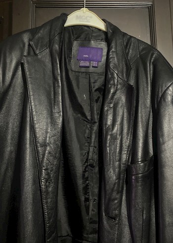 Düğmeli Siyah Deri Kadın Ceket - Görsel 2