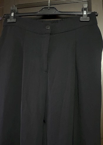 Kadın Siyah Pilili Uzun Kumaş Pantolon - Görsel 2