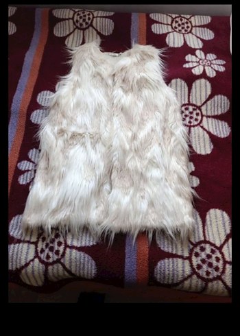 Gri V Yaka Kolsuz Suni Kürk Midi yelek - Görsel 2