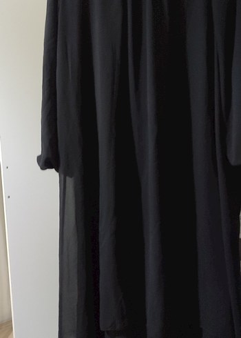 Siyah Uzun Kollu Drapeli Uzun Elbise - Görsel 2